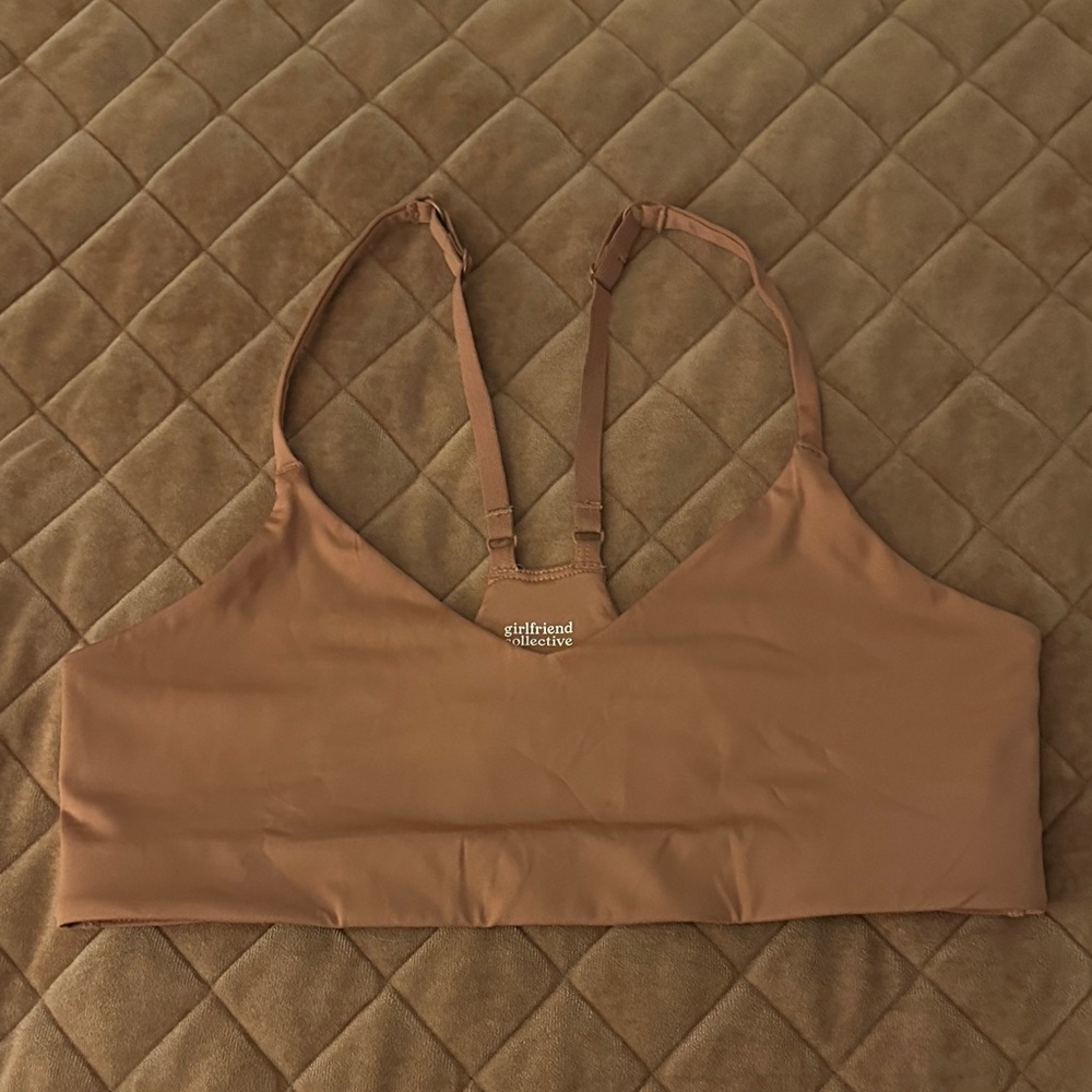 Girlfriend Collective Copper V Neck Bralette Adjustable Straps Medium